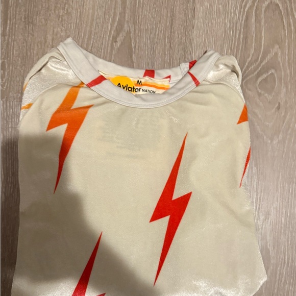 Aviator Nation Bolt Repeat Crew Sweatshirt vintage white Velvet - Picture 2 of 2